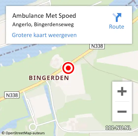 Locatie op kaart van de 112 melding: Ambulance Met Spoed Naar Angerlo, Bingerdenseweg op 15 juni 2018 12:53