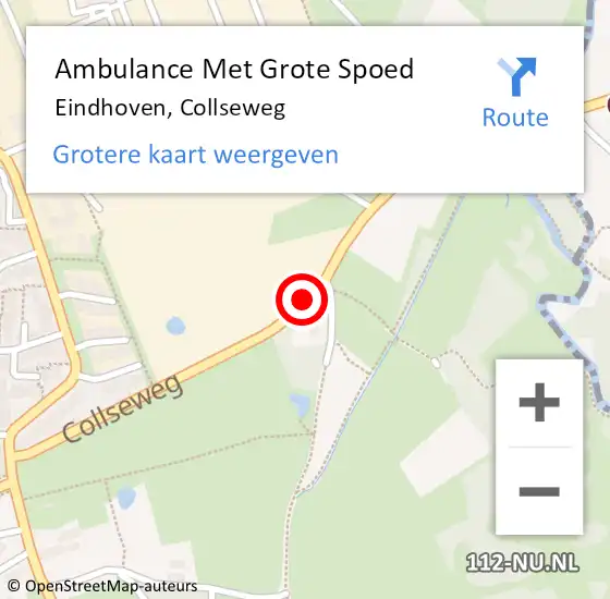 Locatie op kaart van de 112 melding: Ambulance Met Grote Spoed Naar Eindhoven, Collseweg op 15 juni 2018 13:19