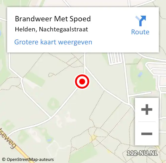 Locatie op kaart van de 112 melding: Brandweer Met Spoed Naar Helden, Nachtegaalstraat op 15 juni 2018 13:50