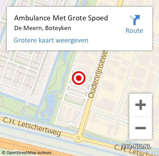 Locatie op kaart van de 112 melding: Ambulance Met Grote Spoed Naar De Meern, Boteyken op 15 juni 2018 13:58