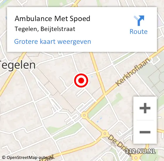 Locatie op kaart van de 112 melding: Ambulance Met Spoed Naar Tegelen, Beijtelstraat op 27 februari 2014 19:10