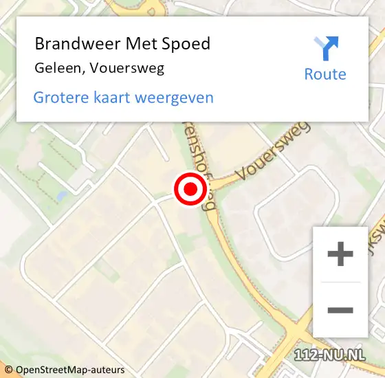 Locatie op kaart van de 112 melding: Brandweer Met Spoed Naar Geleen, Vouersweg op 15 juni 2018 14:27