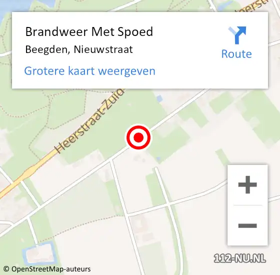 Locatie op kaart van de 112 melding: Brandweer Met Spoed Naar Beegden, Nieuwstraat op 15 juni 2018 14:29