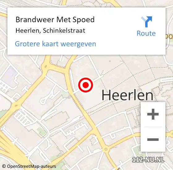 Locatie op kaart van de 112 melding: Brandweer Met Spoed Naar Heerlen, Schinkelstraat op 15 juni 2018 14:30