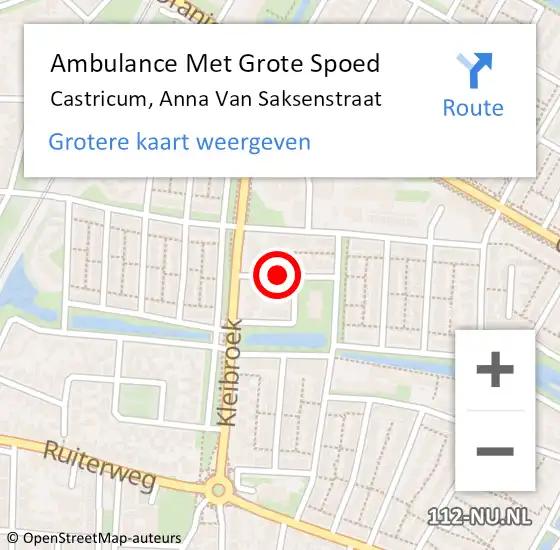 Locatie op kaart van de 112 melding: Ambulance Met Grote Spoed Naar Castricum, Anna Van Saksenstraat op 15 juni 2018 14:59