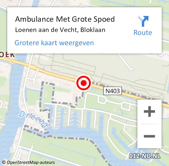 Locatie op kaart van de 112 melding: Ambulance Met Grote Spoed Naar Loenen aan de Vecht, Bloklaan op 15 juni 2018 15:23