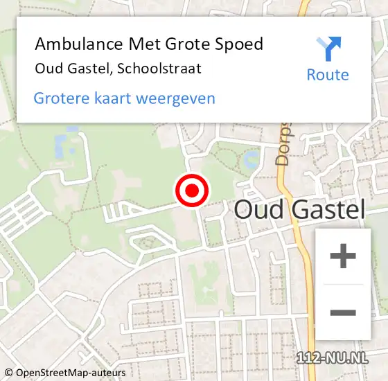 Locatie op kaart van de 112 melding: Ambulance Met Grote Spoed Naar Oud Gastel, Schoolstraat op 15 juni 2018 15:35