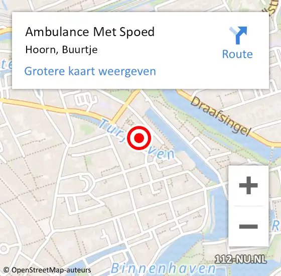 Locatie op kaart van de 112 melding: Ambulance Met Spoed Naar Hoorn, Buurtje op 15 juni 2018 15:54