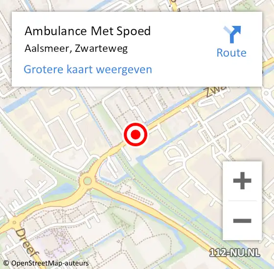 Locatie op kaart van de 112 melding: Ambulance Met Spoed Naar Aalsmeer, Zwarteweg op 15 juni 2018 16:02