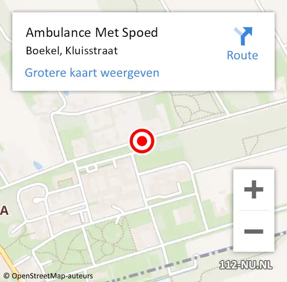 Locatie op kaart van de 112 melding: Ambulance Met Spoed Naar Boekel, Kluisstraat op 15 juni 2018 16:06
