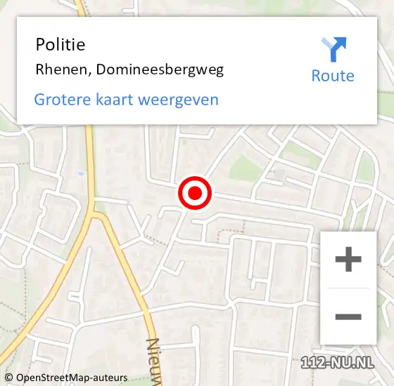 Locatie op kaart van de 112 melding: Politie Rhenen, Domineesbergweg op 15 juni 2018 16:16