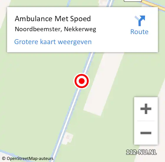 Locatie op kaart van de 112 melding: Ambulance Met Spoed Naar Noordbeemster, Nekkerweg op 15 juni 2018 16:22