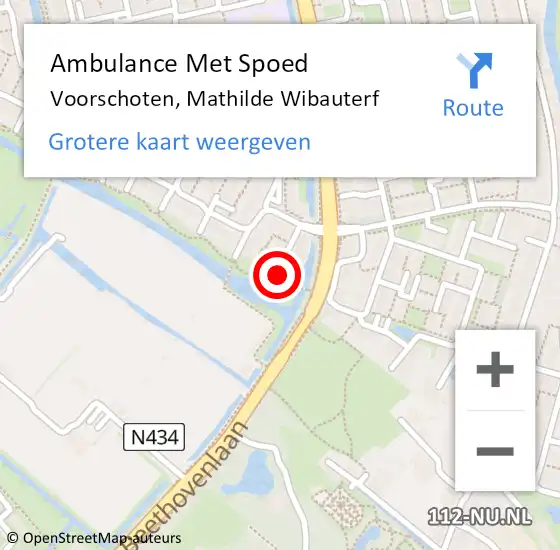 Locatie op kaart van de 112 melding: Ambulance Met Spoed Naar Voorschoten, Mathilde Wibauterf op 27 februari 2014 19:28