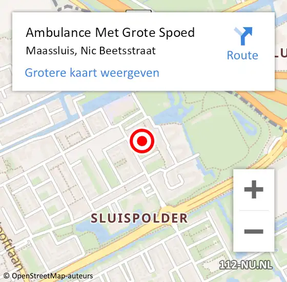Locatie op kaart van de 112 melding: Ambulance Met Grote Spoed Naar Maassluis, Nic Beetsstraat op 15 juni 2018 18:38