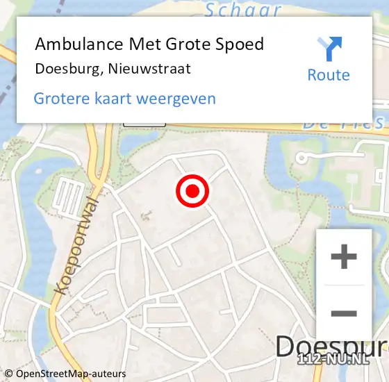 Locatie op kaart van de 112 melding: Ambulance Met Grote Spoed Naar Doesburg, Nieuwstraat op 15 juni 2018 19:42