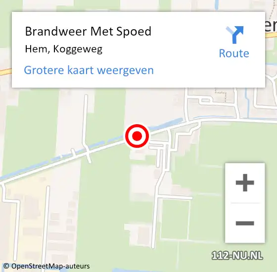 Locatie op kaart van de 112 melding: Brandweer Met Spoed Naar Hem, Koggeweg op 15 juni 2018 19:57