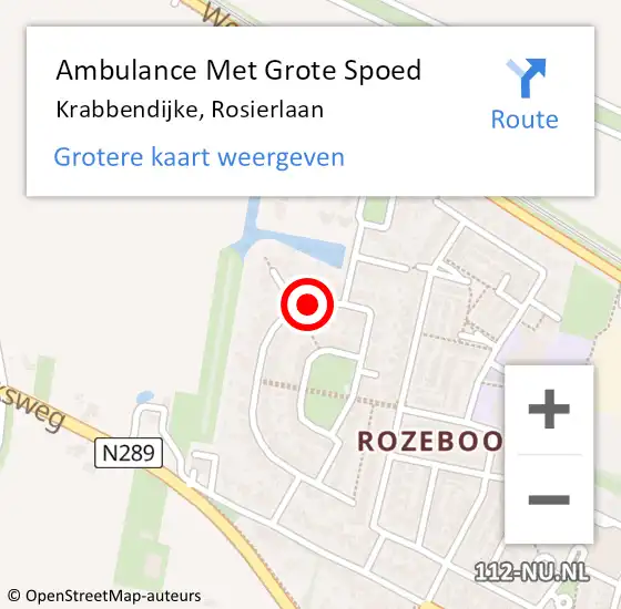 Locatie op kaart van de 112 melding: Ambulance Met Grote Spoed Naar Krabbendijke, Rosierlaan op 15 juni 2018 19:59