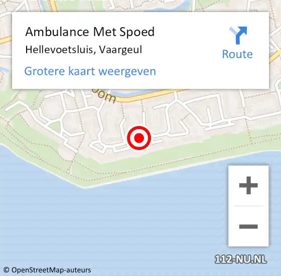 Locatie op kaart van de 112 melding: Ambulance Met Spoed Naar Hellevoetsluis, Vaargeul op 15 juni 2018 20:25