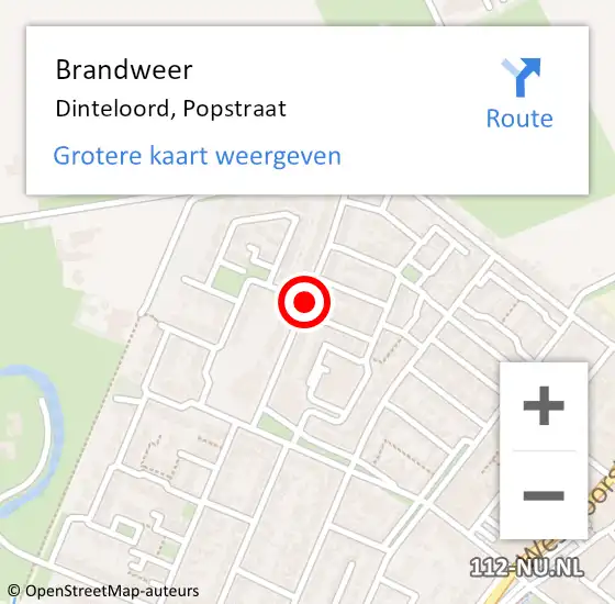 Locatie op kaart van de 112 melding: Brandweer Dinteloord, Popstraat op 15 juni 2018 20:33