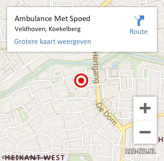 Locatie op kaart van de 112 melding: Ambulance Met Spoed Naar Veldhoven, Koekelberg op 15 juni 2018 21:01