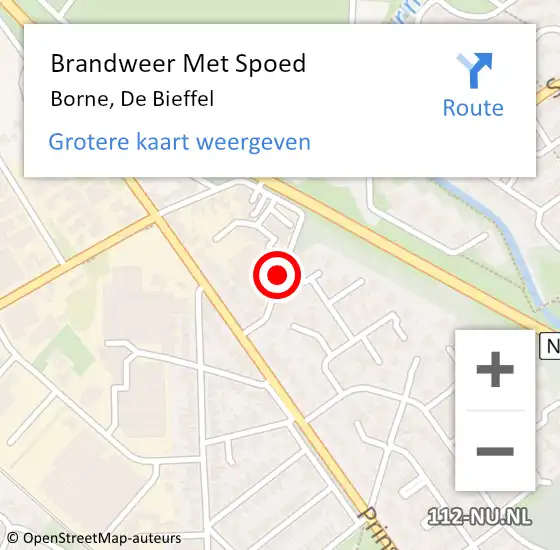 Locatie op kaart van de 112 melding: Brandweer Met Spoed Naar Borne, De Bieffel op 15 juni 2018 21:12