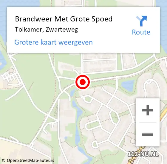 Locatie op kaart van de 112 melding: Brandweer Met Grote Spoed Naar Tolkamer, Zwarteweg op 15 juni 2018 21:28