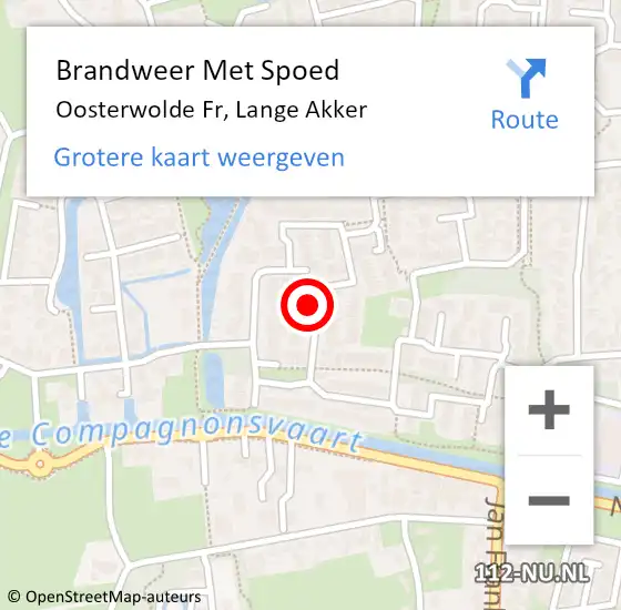 Locatie op kaart van de 112 melding: Brandweer Met Spoed Naar Oosterwolde Fr, Lange Akker op 15 juni 2018 22:07