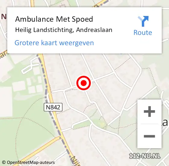 Locatie op kaart van de 112 melding: Ambulance Met Spoed Naar Heilig Landstichting, Andreaslaan op 15 juni 2018 22:21