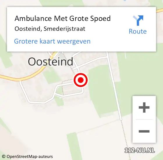 Locatie op kaart van de 112 melding: Ambulance Met Grote Spoed Naar Oosteind, Smederijstraat op 15 juni 2018 22:22