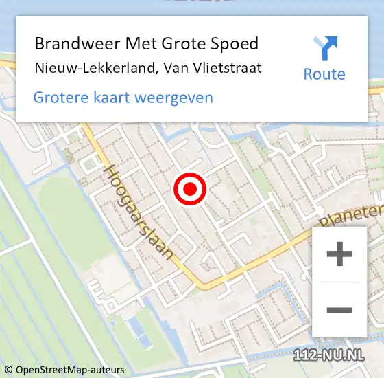 Locatie op kaart van de 112 melding: Brandweer Met Grote Spoed Naar Nieuw-Lekkerland, Van Vlietstraat op 15 juni 2018 22:33