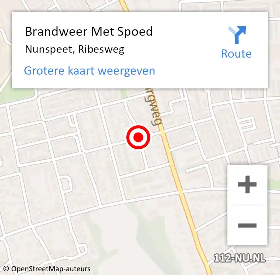 Locatie op kaart van de 112 melding: Brandweer Met Spoed Naar Nunspeet, Ribesweg op 15 juni 2018 22:52