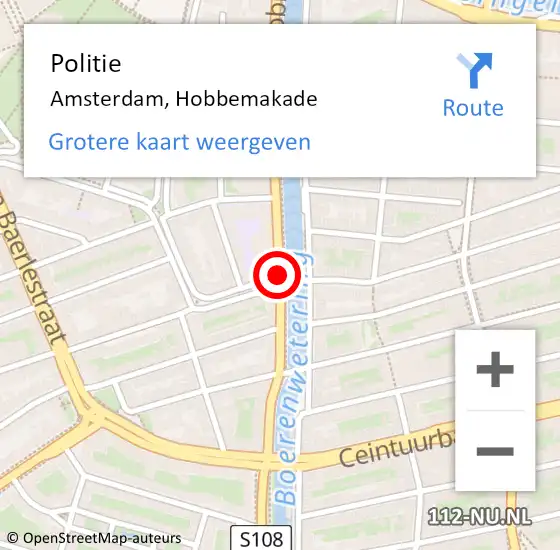 Locatie op kaart van de 112 melding: Politie Amsterdam, Hobbemakade op 15 juni 2018 23:20