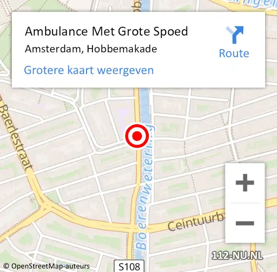 Locatie op kaart van de 112 melding: Ambulance Met Grote Spoed Naar Amsterdam, Hobbemakade op 15 juni 2018 23:21