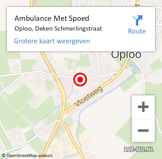 Locatie op kaart van de 112 melding: Ambulance Met Spoed Naar Oploo, Deken Schmerlingstraat op 16 juni 2018 00:44