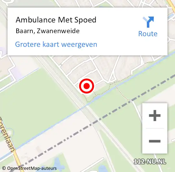 Locatie op kaart van de 112 melding: Ambulance Met Spoed Naar Baarn, Zwanenweide op 16 juni 2018 00:55