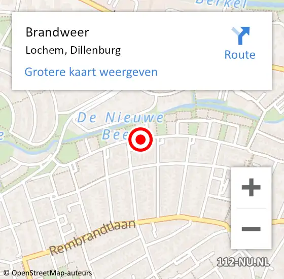 Locatie op kaart van de 112 melding: Brandweer Lochem, Dillenburg op 16 juni 2018 02:30