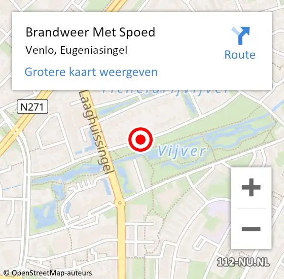 Locatie op kaart van de 112 melding: Brandweer Met Spoed Naar Venlo, Eugeniasingel op 16 juni 2018 03:21