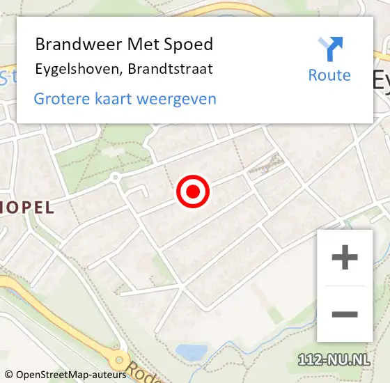 Locatie op kaart van de 112 melding: Brandweer Met Spoed Naar Eygelshoven, Brandtstraat op 16 juni 2018 06:01