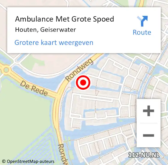 Locatie op kaart van de 112 melding: Ambulance Met Grote Spoed Naar Houten, Geiserwater op 16 juni 2018 06:47