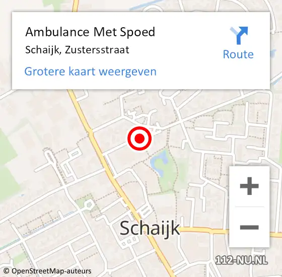 Locatie op kaart van de 112 melding: Ambulance Met Spoed Naar Schaijk, Zustersstraat op 16 juni 2018 07:21