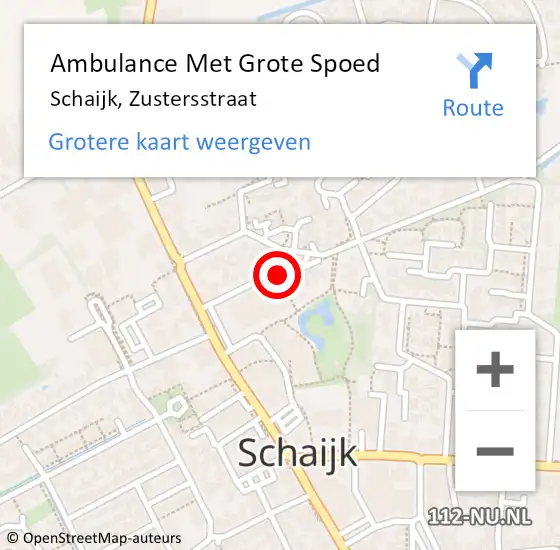 Locatie op kaart van de 112 melding: Ambulance Met Grote Spoed Naar Schaijk, Zustersstraat op 16 juni 2018 07:44