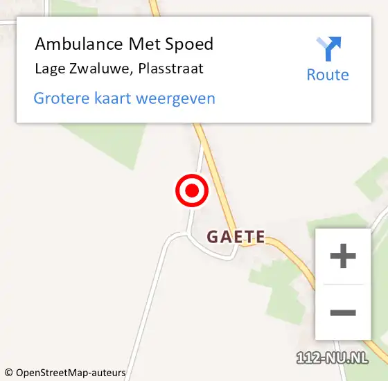 Locatie op kaart van de 112 melding: Ambulance Met Spoed Naar Lage Zwaluwe, Plasstraat op 16 juni 2018 07:47