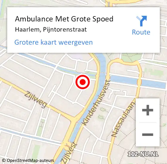 Locatie op kaart van de 112 melding: Ambulance Met Grote Spoed Naar Haarlem, Pijntorenstraat op 16 juni 2018 08:49