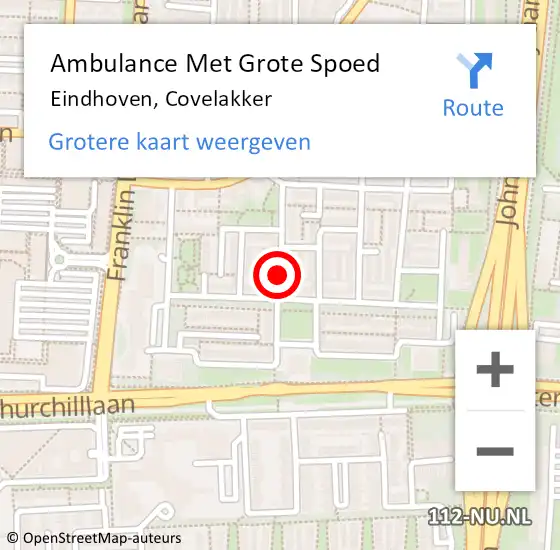 Locatie op kaart van de 112 melding: Ambulance Met Grote Spoed Naar Eindhoven, Covelakker op 16 juni 2018 09:13