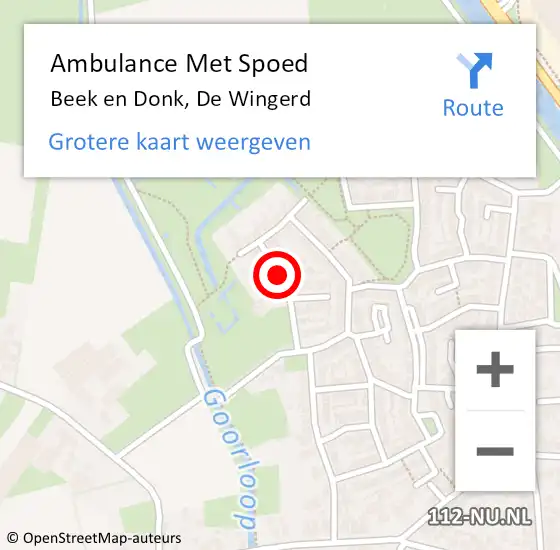 Locatie op kaart van de 112 melding: Ambulance Met Spoed Naar Beek en Donk, De Wingerd op 16 juni 2018 09:15