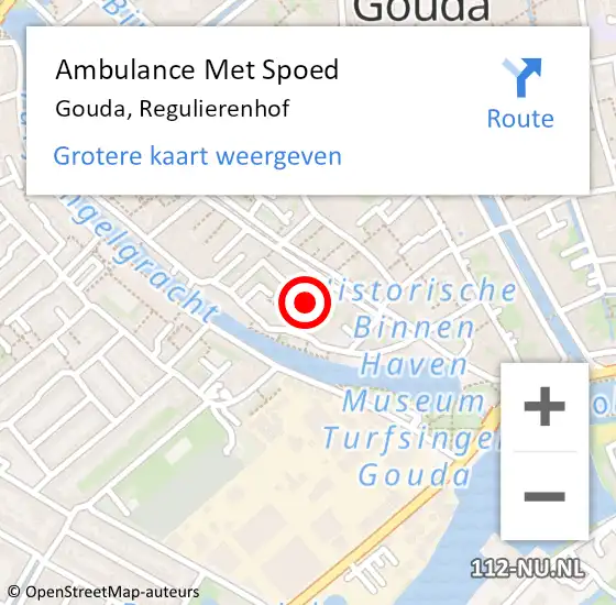 Locatie op kaart van de 112 melding: Ambulance Met Spoed Naar Gouda, Regulierenhof op 16 juni 2018 09:39