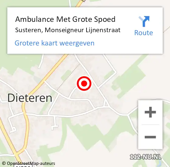 Locatie op kaart van de 112 melding: Ambulance Met Grote Spoed Naar Susteren, Monseigneur Lijnenstraat op 23 september 2013 20:28