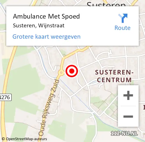 Locatie op kaart van de 112 melding: Ambulance Met Spoed Naar Susteren, Wijnstraat op 16 juni 2018 10:52