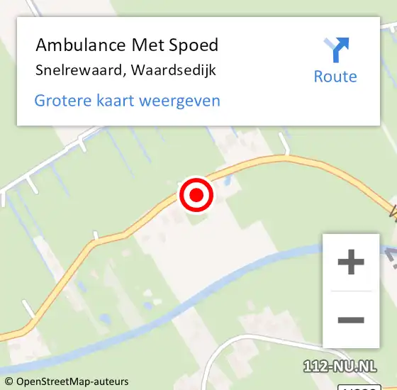 Locatie op kaart van de 112 melding: Ambulance Met Spoed Naar Snelrewaard, Waardsedijk op 16 juni 2018 11:57