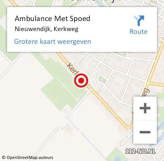 Locatie op kaart van de 112 melding: Ambulance Met Spoed Naar Nieuwendijk, Kerkweg op 16 juni 2018 12:18